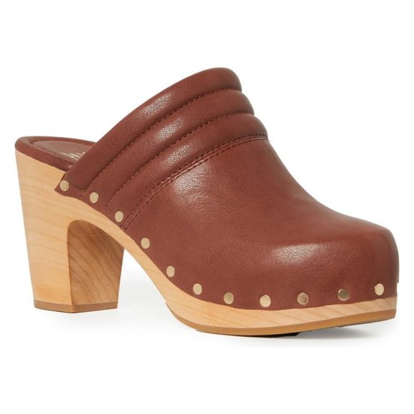 PAIGE Robbie Studded Clog in Whisky Brown Leather - Picture 1 of 9